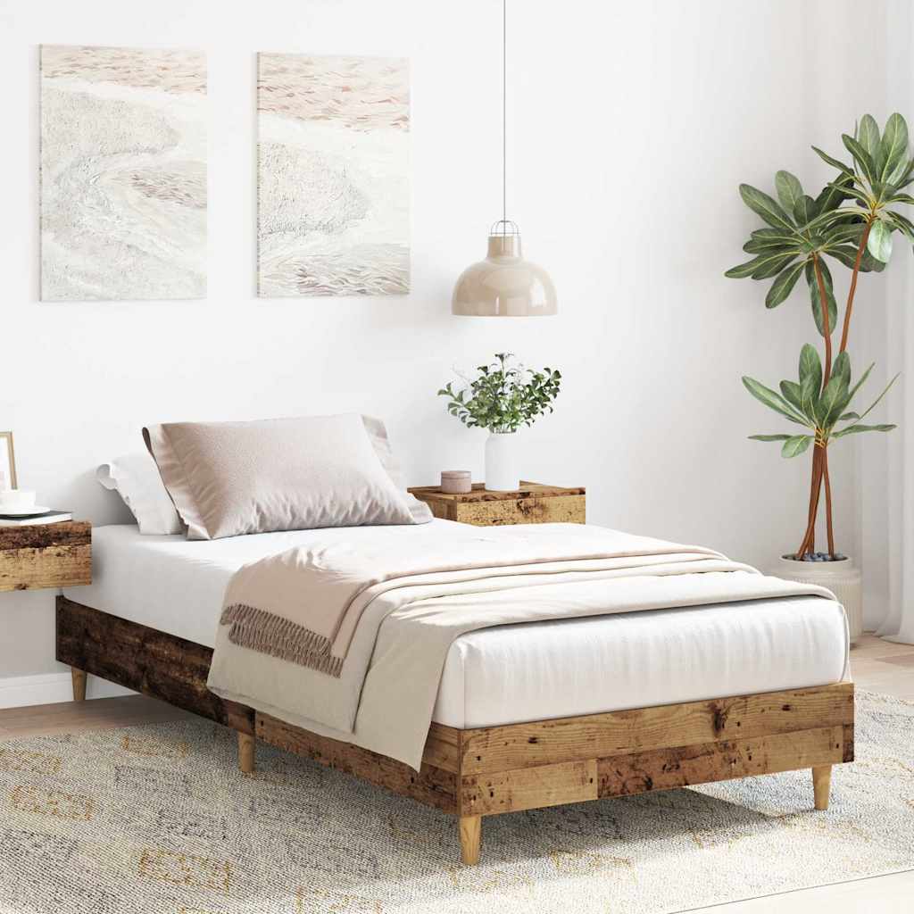 Bedframe zonder matras 90x200 cm spaanplaat bewerkt hout is nu te koop bij PeponiXL, paradijselijk wonen!