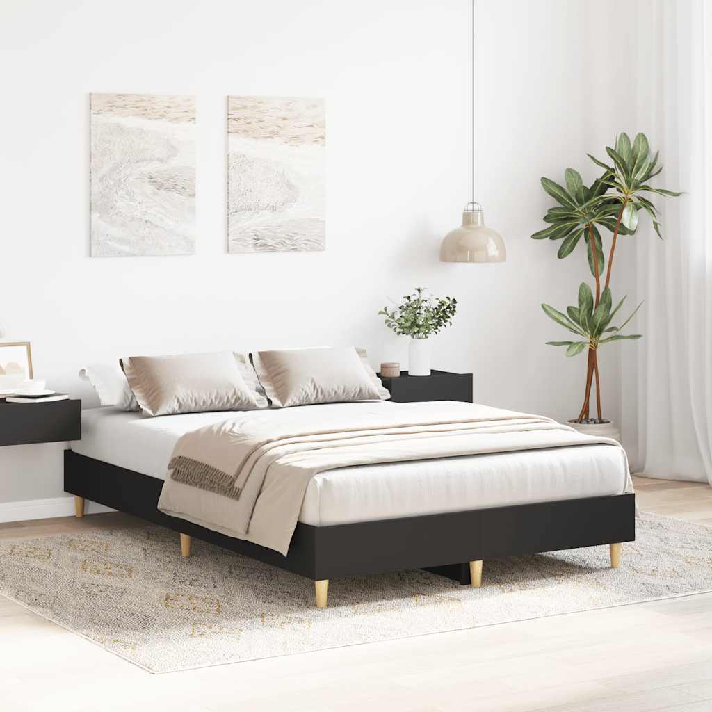 Bedframe zonder matras 140x190 cm spaanplaat zwart is nu te koop bij PeponiXL, paradijselijk wonen!