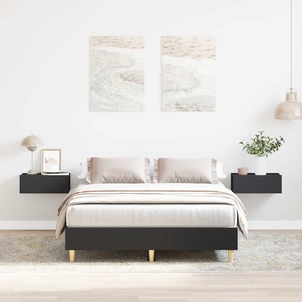 Bedframe zonder matras 140x190 cm spaanplaat zwart is nu te koop bij PeponiXL, paradijselijk wonen!