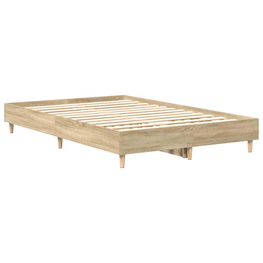 Bedframe zonder matras 140x190cm spaanplaat sonoma eikenkleurig is nu te koop bij PeponiXL, paradijselijk wonen!