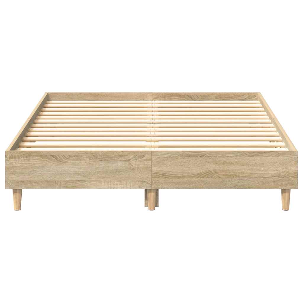 Bedframe zonder matras 140x190cm spaanplaat sonoma eikenkleurig is nu te koop bij PeponiXL, paradijselijk wonen!