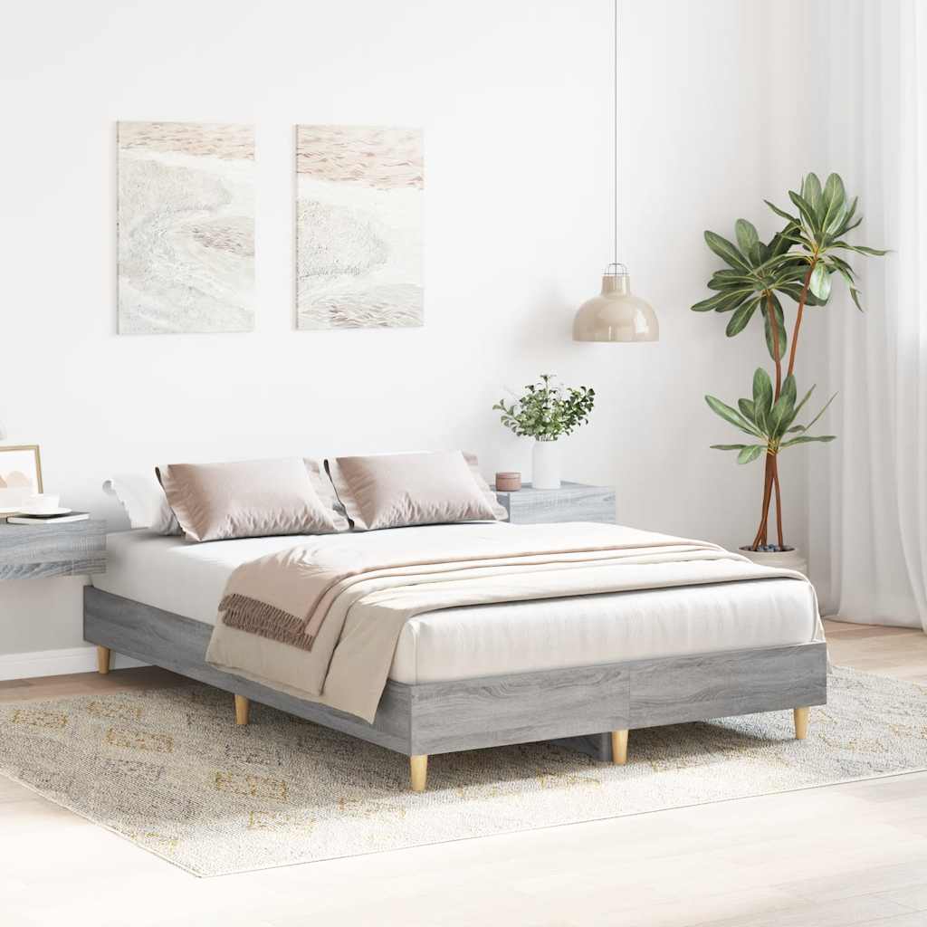Bedframe zonder matras 140x190 cm spaanplaat grijs sonoma is nu te koop bij PeponiXL, paradijselijk wonen!