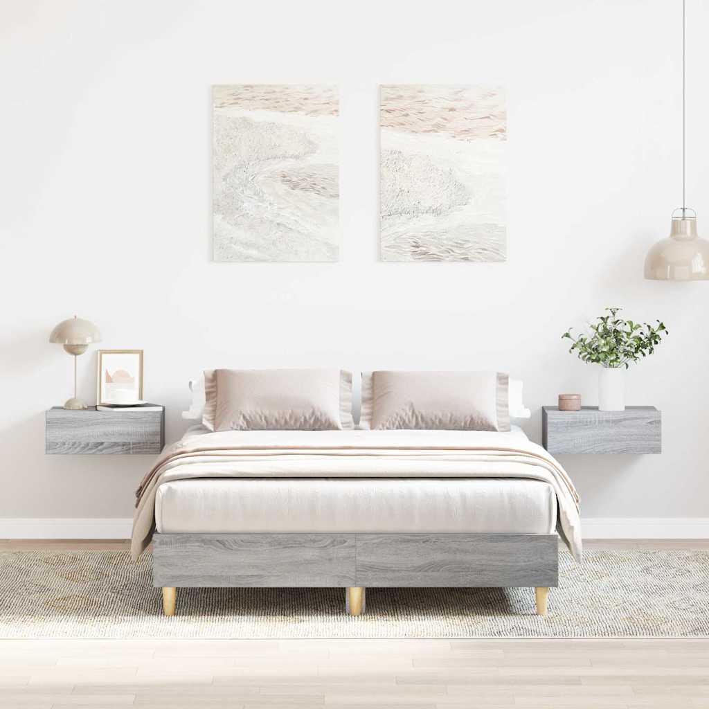 Bedframe zonder matras 140x190 cm spaanplaat grijs sonoma is nu te koop bij PeponiXL, paradijselijk wonen!