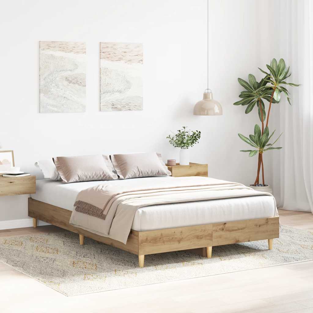 Bedframe zonder matras spaanplaat ambachtelijk eikenkleurig is nu te koop bij PeponiXL, paradijselijk wonen!