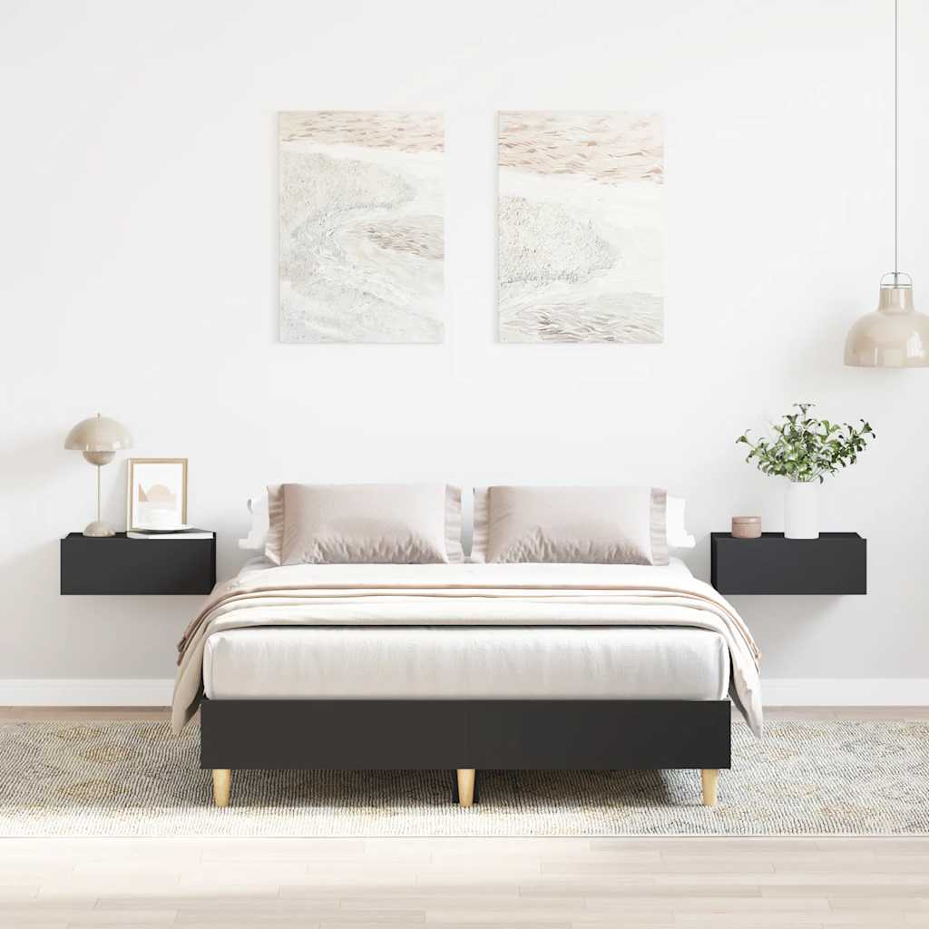 Bedframe zonder matras 135x190 cm spaanplaat zwart is nu te koop bij PeponiXL, paradijselijk wonen!