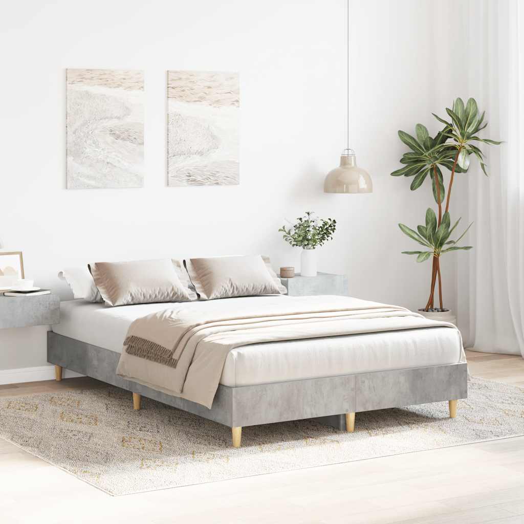 Bedframe zonder matras 135x190 cm spaanplaat betongrijs is nu te koop bij PeponiXL, paradijselijk wonen!