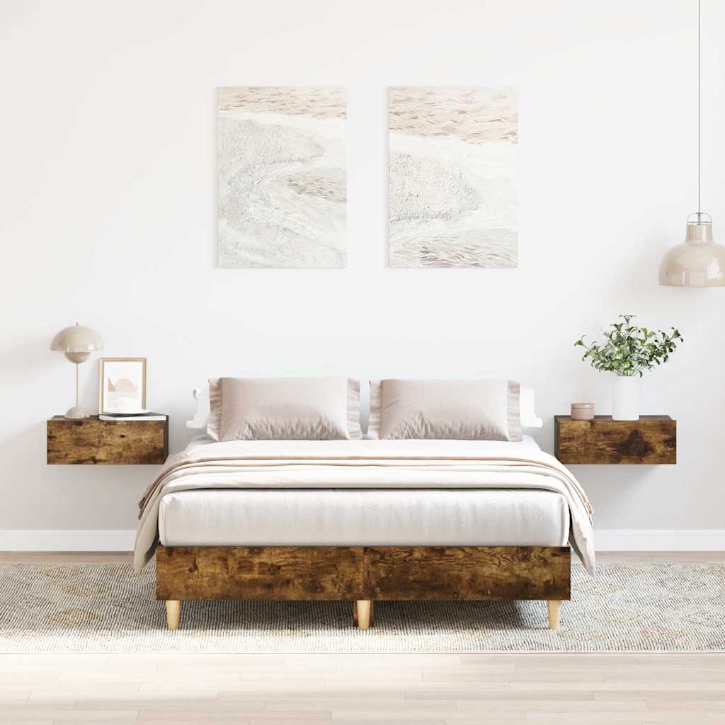 Bedframe zonder matras spaanplaat gerookt eiken is nu te koop bij PeponiXL, paradijselijk wonen!