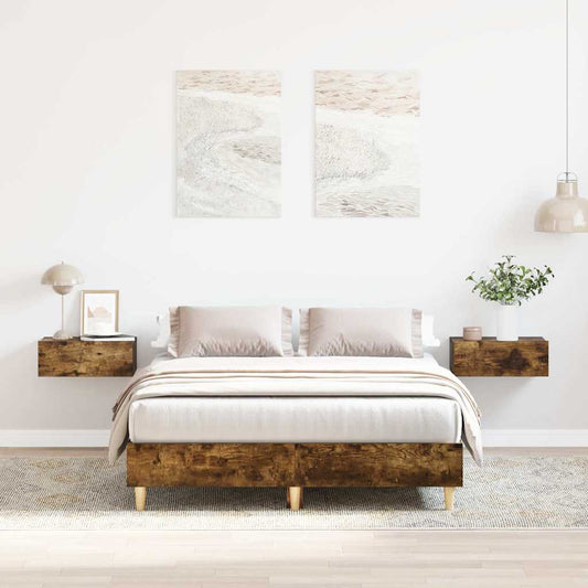 Bedframe zonder matras spaanplaat gerookt eiken is nu te koop bij PeponiXL, paradijselijk wonen!