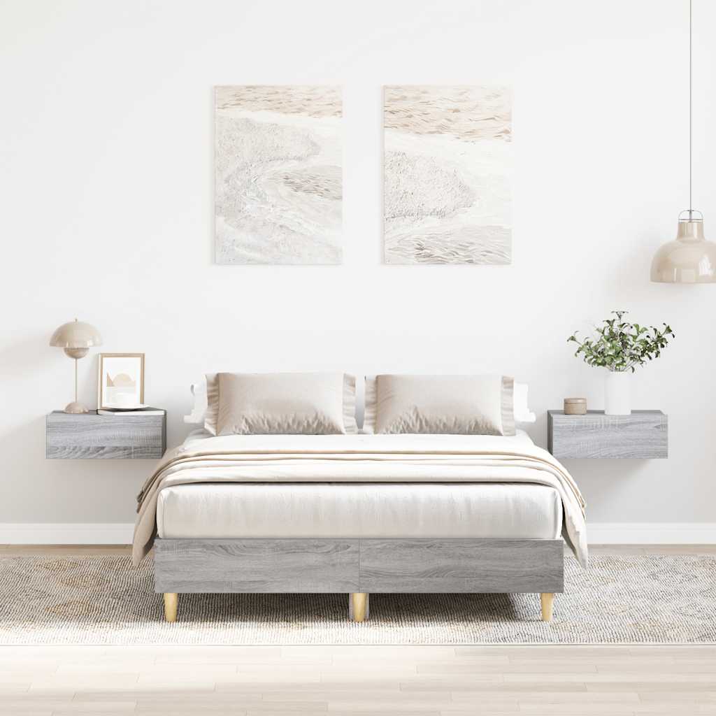 Bedframe zonder matras 135x190 cm spaanplaat grijs sonoma is nu te koop bij PeponiXL, paradijselijk wonen!