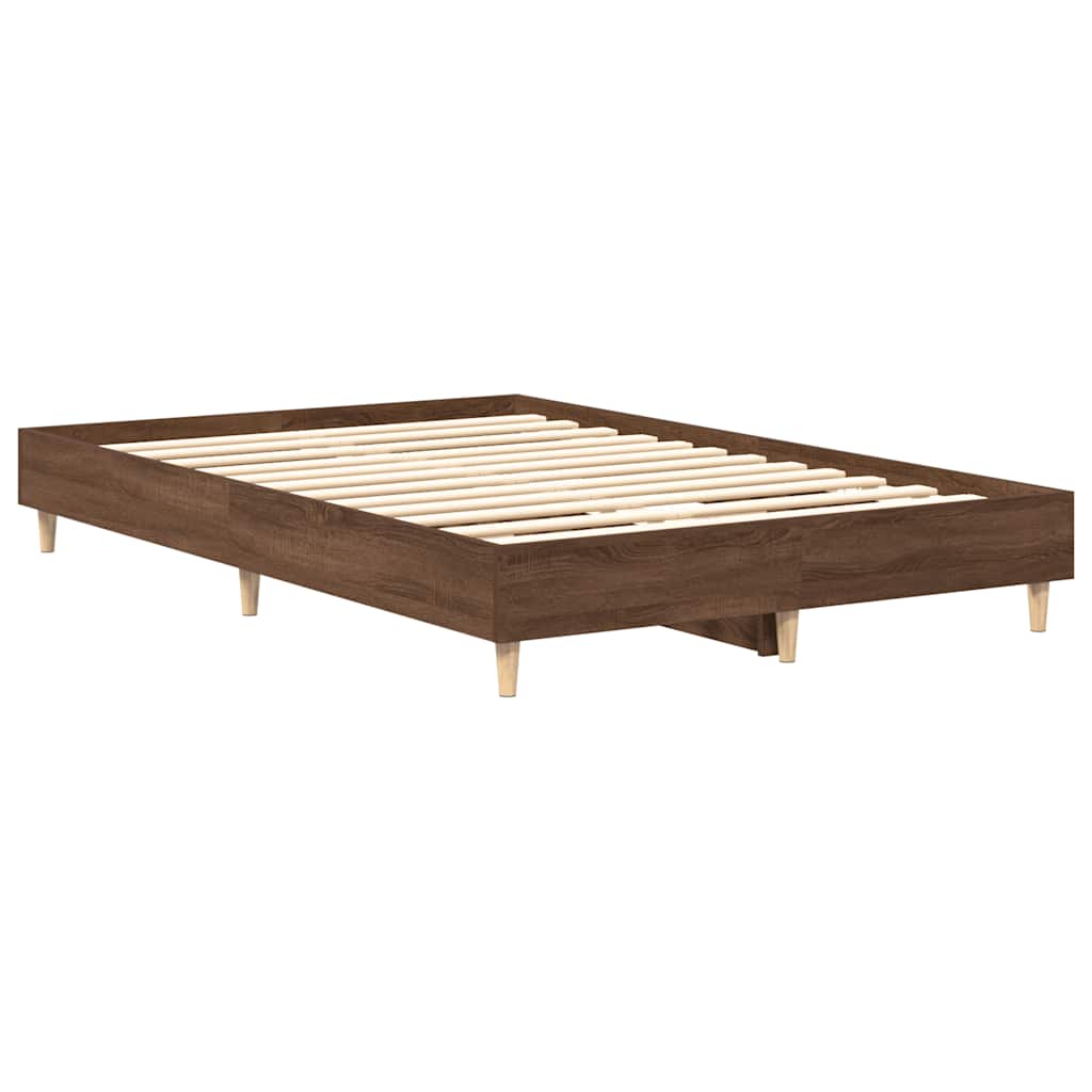 Bedframe zonder matras 135x190 cm spaanplaat bruin eiken is nu te koop bij PeponiXL, paradijselijk wonen!