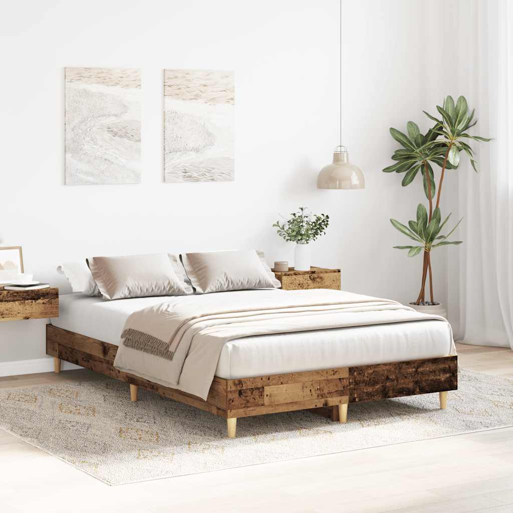 Bedframe zonder matras 135x190 cm bewerkt hout oud hout is nu te koop bij PeponiXL, paradijselijk wonen!