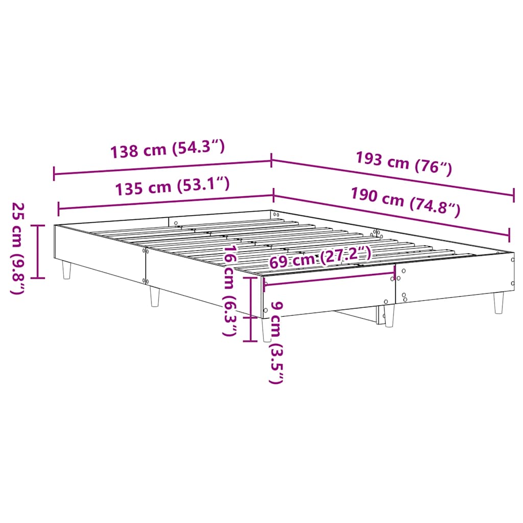 Bedframe zonder matras 135x190 cm bewerkt hout oud hout is nu te koop bij PeponiXL, paradijselijk wonen!