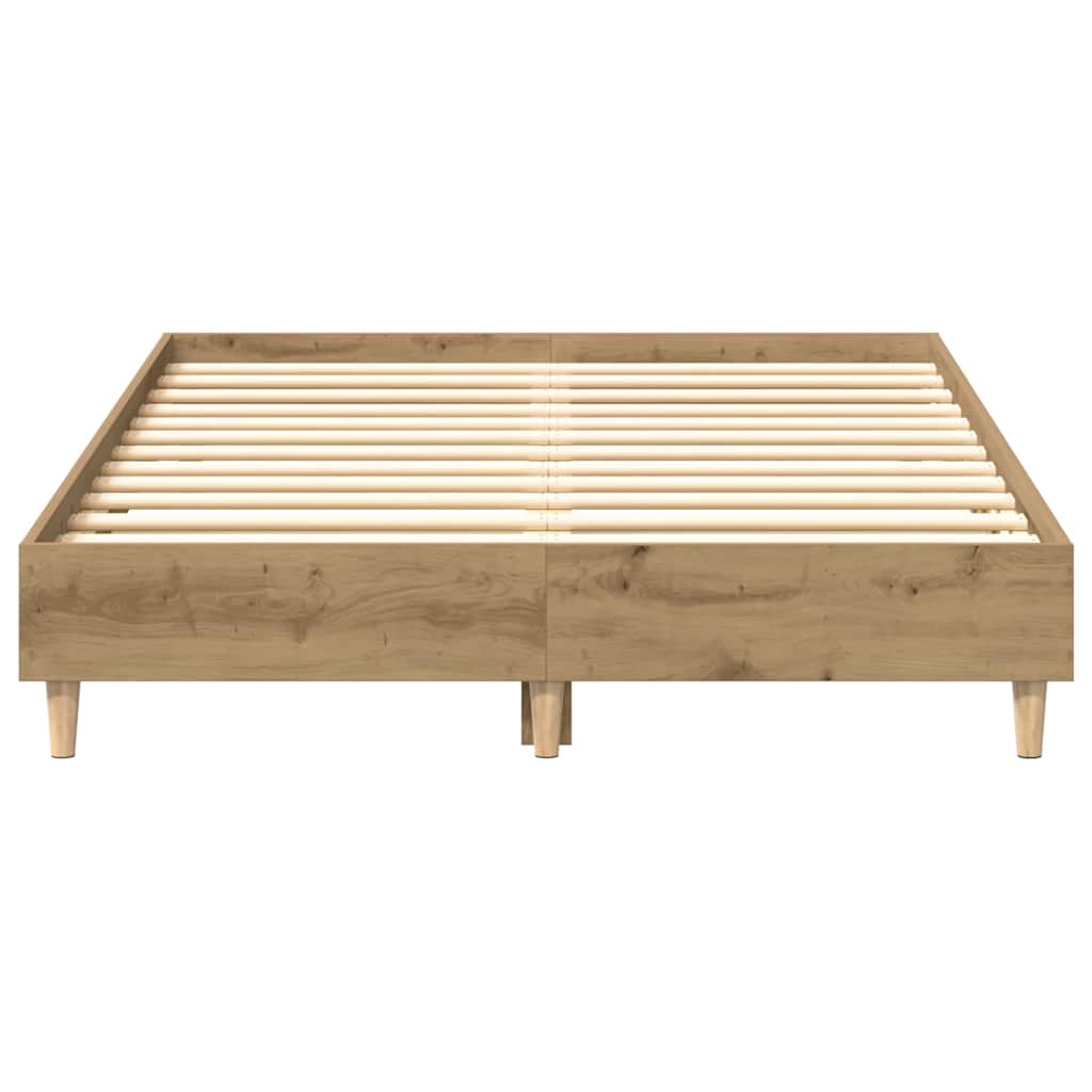 Bedframe zonder matras spaanplaat artisanaal eikenkleurig is nu te koop bij PeponiXL, paradijselijk wonen!