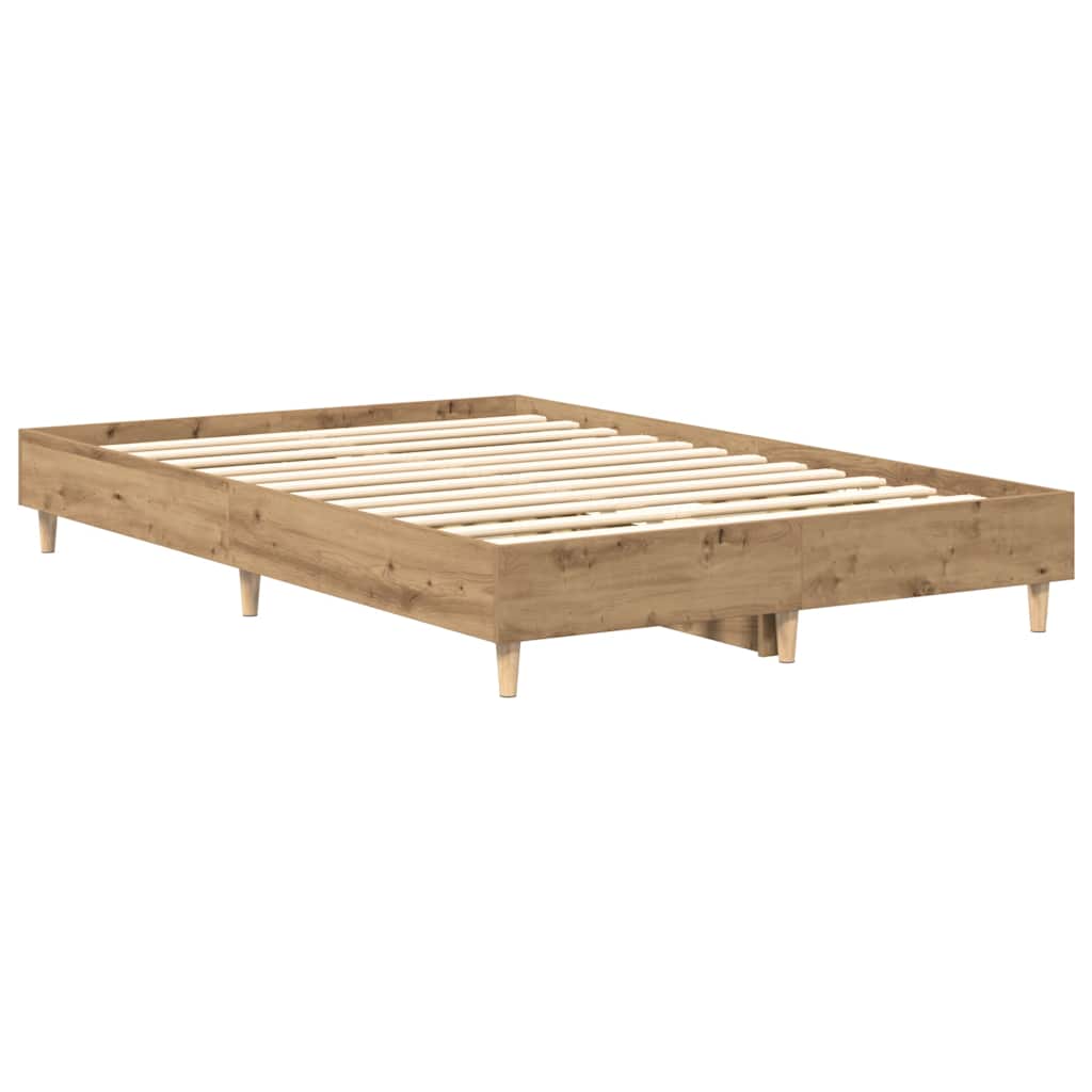 Bedframe zonder matras spaanplaat artisanaal eikenkleurig is nu te koop bij PeponiXL, paradijselijk wonen!