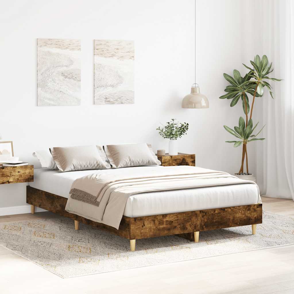 Bedframe zonder matras 120x190 cm spaanplaat gerookt eiken is nu te koop bij PeponiXL, paradijselijk wonen!