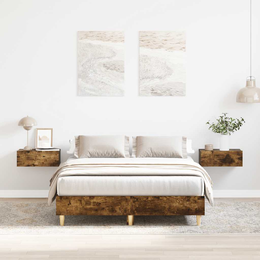 Bedframe zonder matras 120x190 cm spaanplaat gerookt eiken is nu te koop bij PeponiXL, paradijselijk wonen!