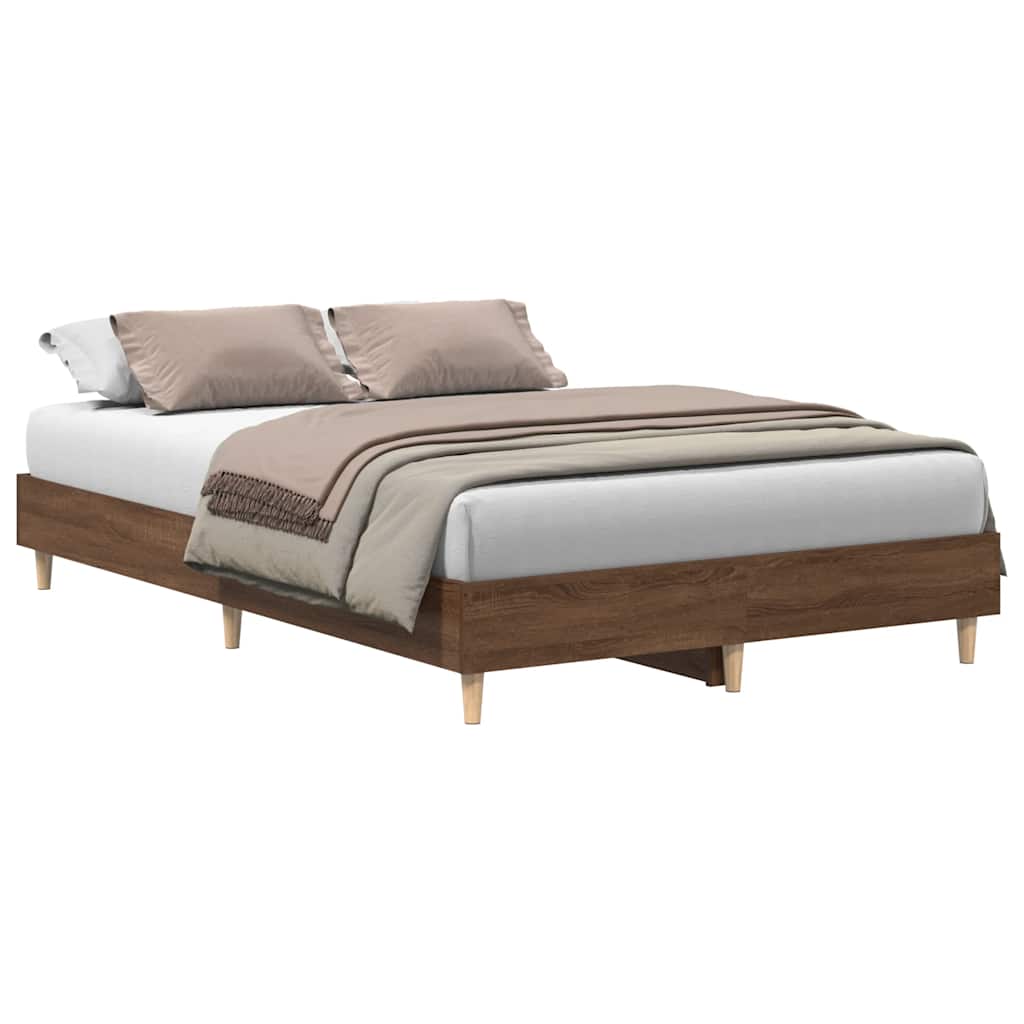 Bedframe zonder matras 120x190 cm spaanplaat bruin eikenkleurig is nu te koop bij PeponiXL, paradijselijk wonen!