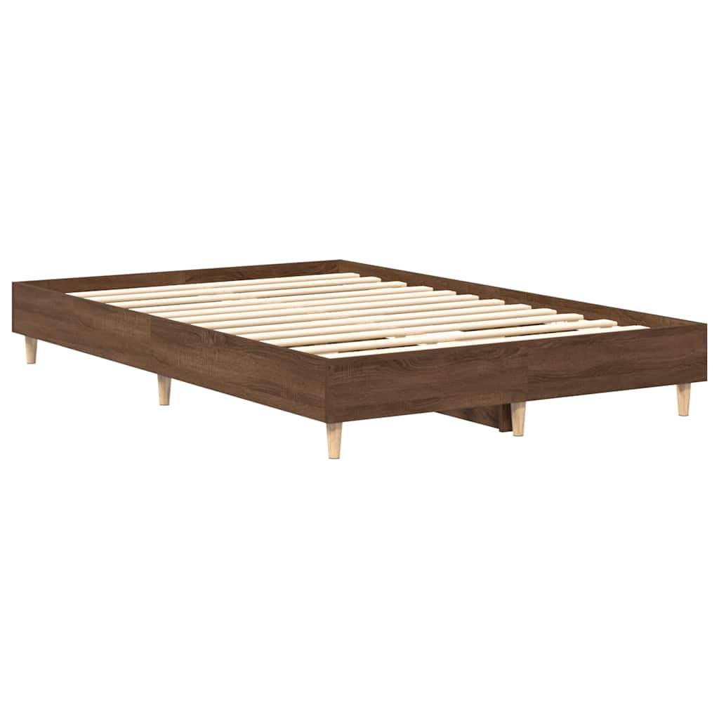 Bedframe zonder matras 120x190 cm spaanplaat bruin eikenkleurig is nu te koop bij PeponiXL, paradijselijk wonen!