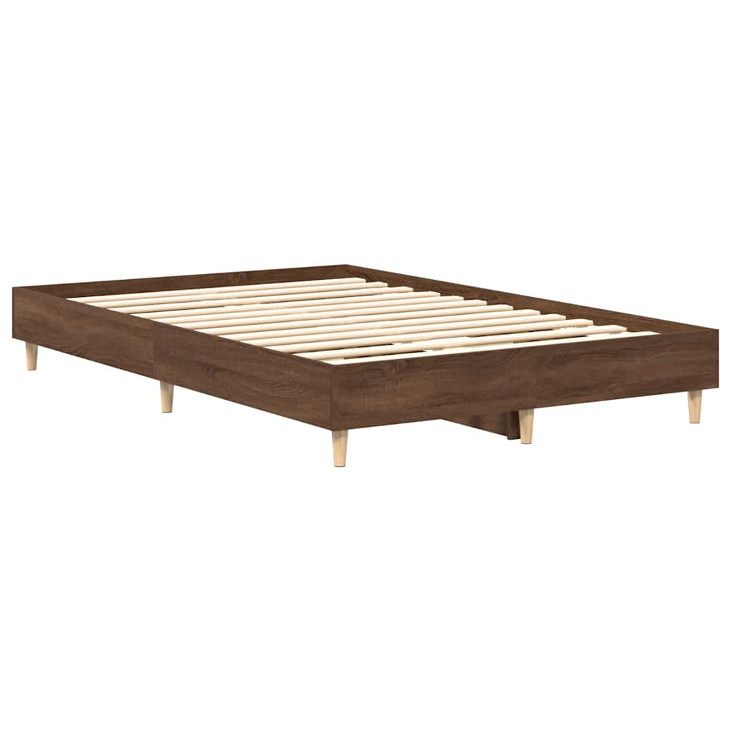 Bedframe zonder matras 120x190 cm spaanplaat bruin eikenkleurig is nu te koop bij PeponiXL, paradijselijk wonen!