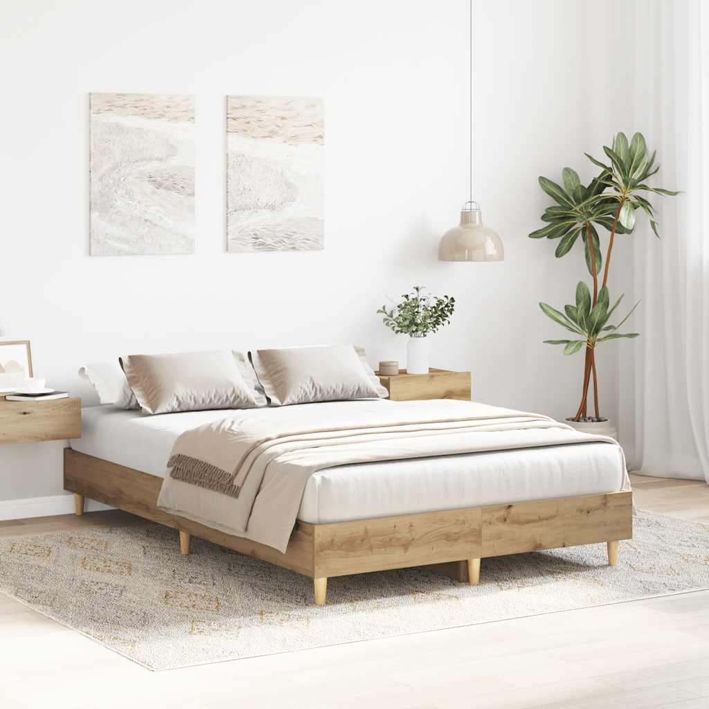 Bedframe zonder matras 120x190 cm spaanplaat artisanaal eiken is nu te koop bij PeponiXL, paradijselijk wonen!
