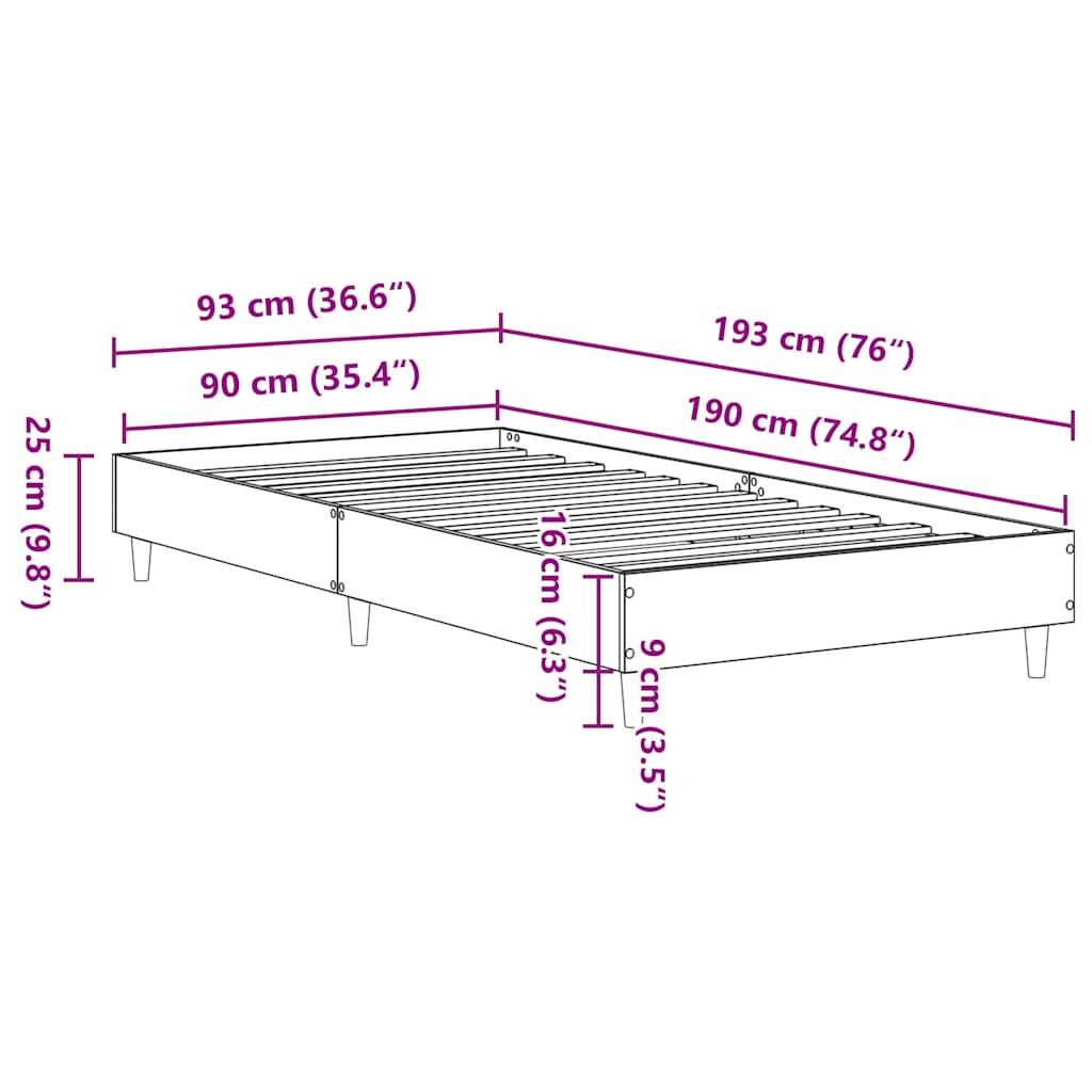 Bedframe zonder matras 90x190 cm spaanplaat zwart is nu te koop bij PeponiXL, paradijselijk wonen!