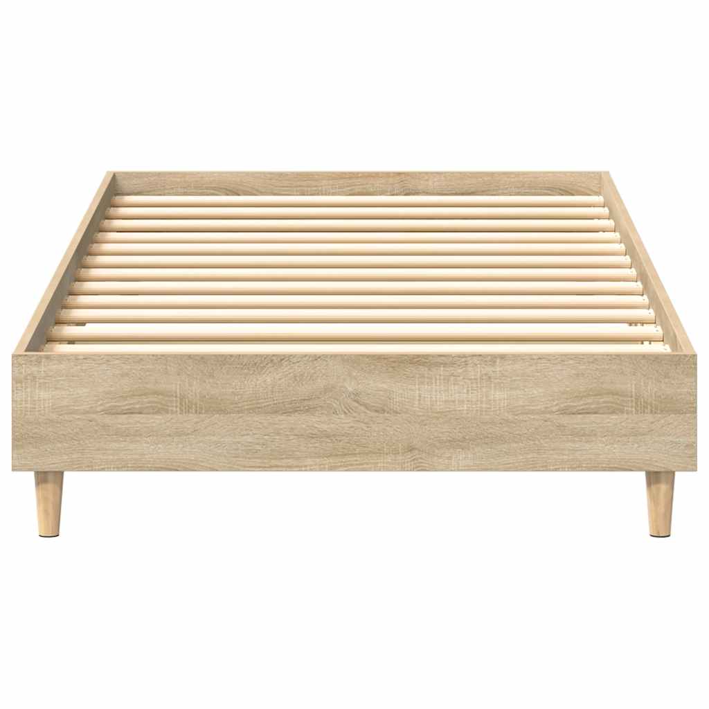 Bedframe zonder matras 90x190 cm sonoma eikenkleurig spaanplaat is nu te koop bij PeponiXL, paradijselijk wonen!
