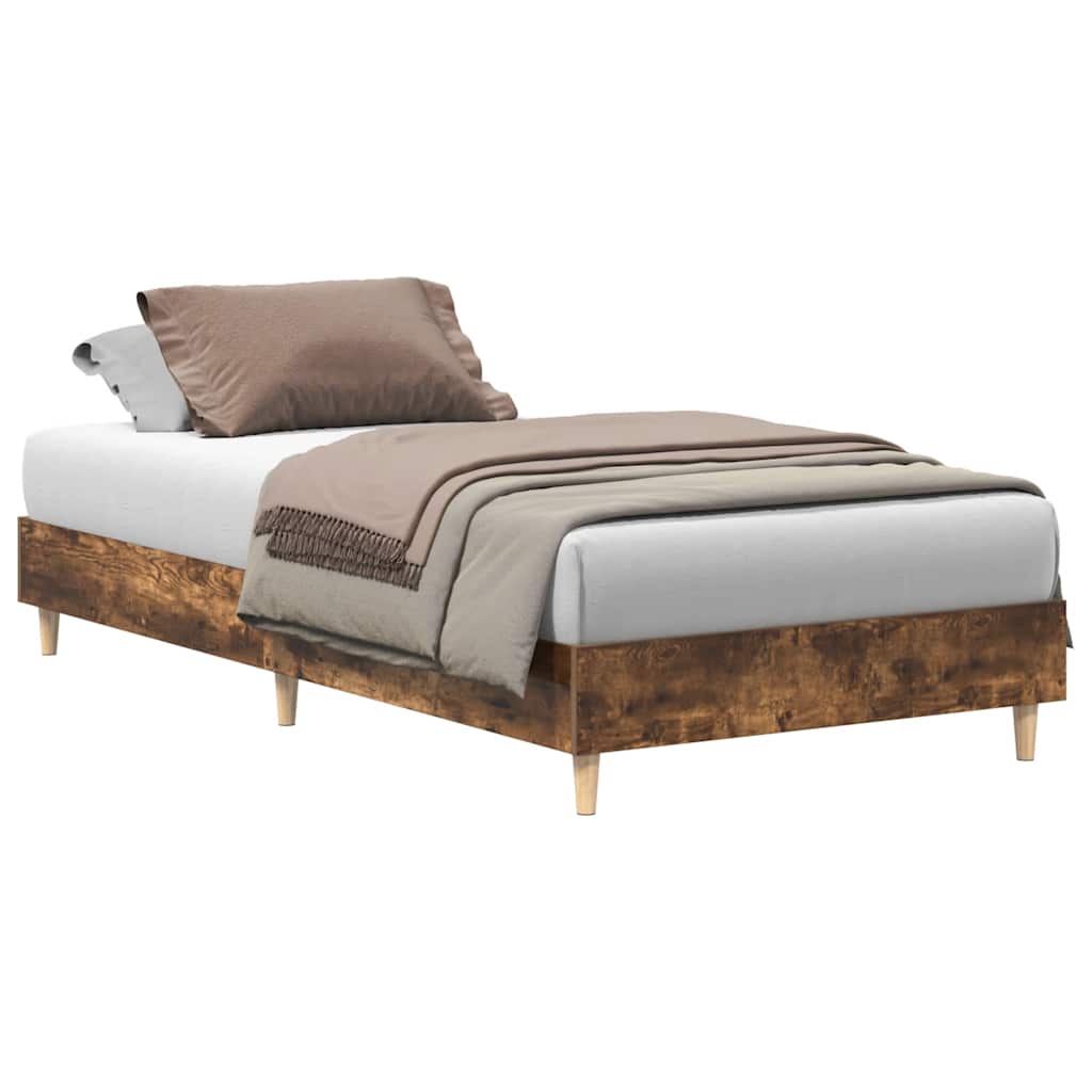 Bedframe zonder matras 90x190 cm spaanplaat gerookt eiken is nu te koop bij PeponiXL, paradijselijk wonen!