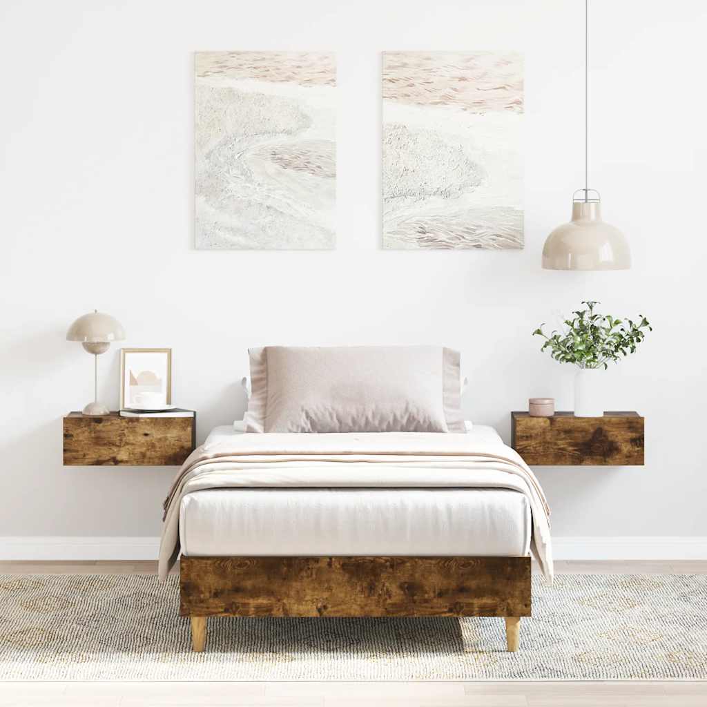 Bedframe zonder matras 90x190 cm spaanplaat gerookt eiken is nu te koop bij PeponiXL, paradijselijk wonen!