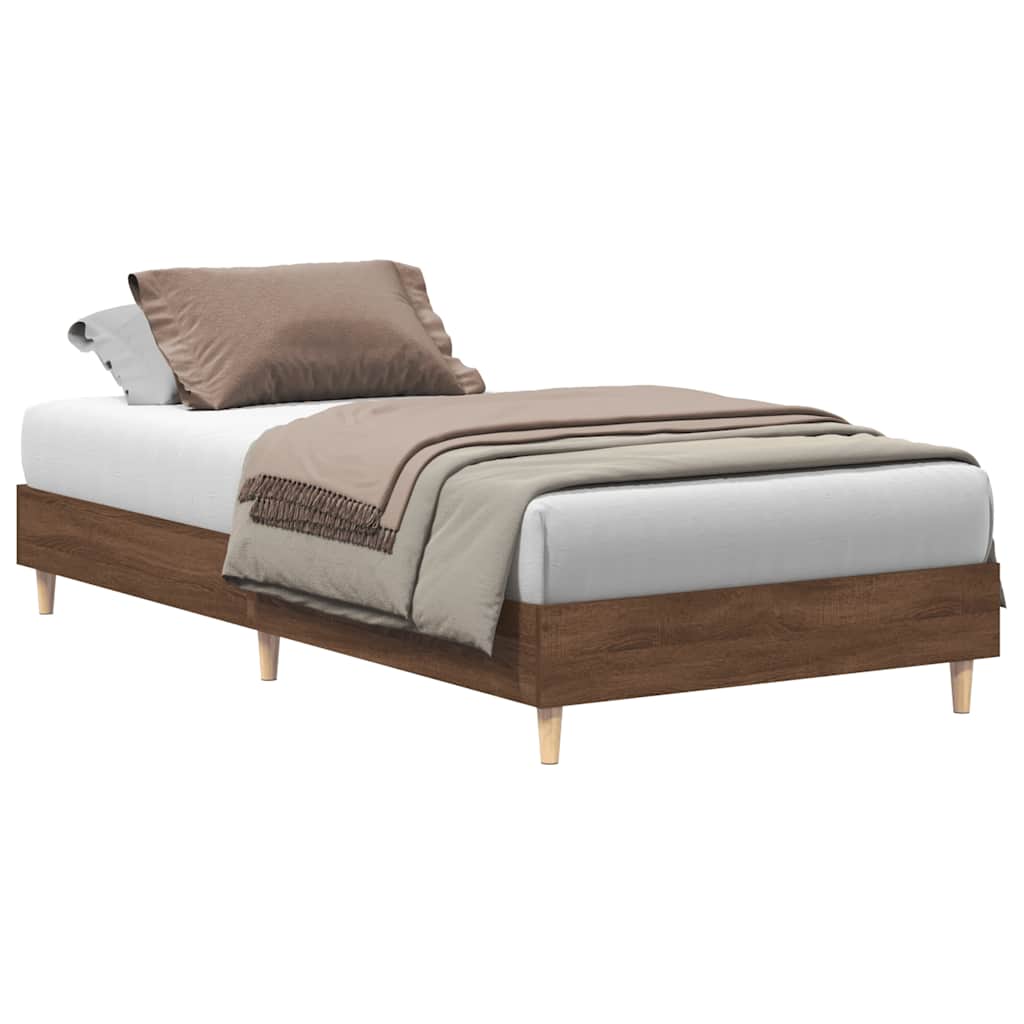 Bedframe zonder matras 90x190 cm spaanplaat bruin eikenkleurig is nu te koop bij PeponiXL, paradijselijk wonen!