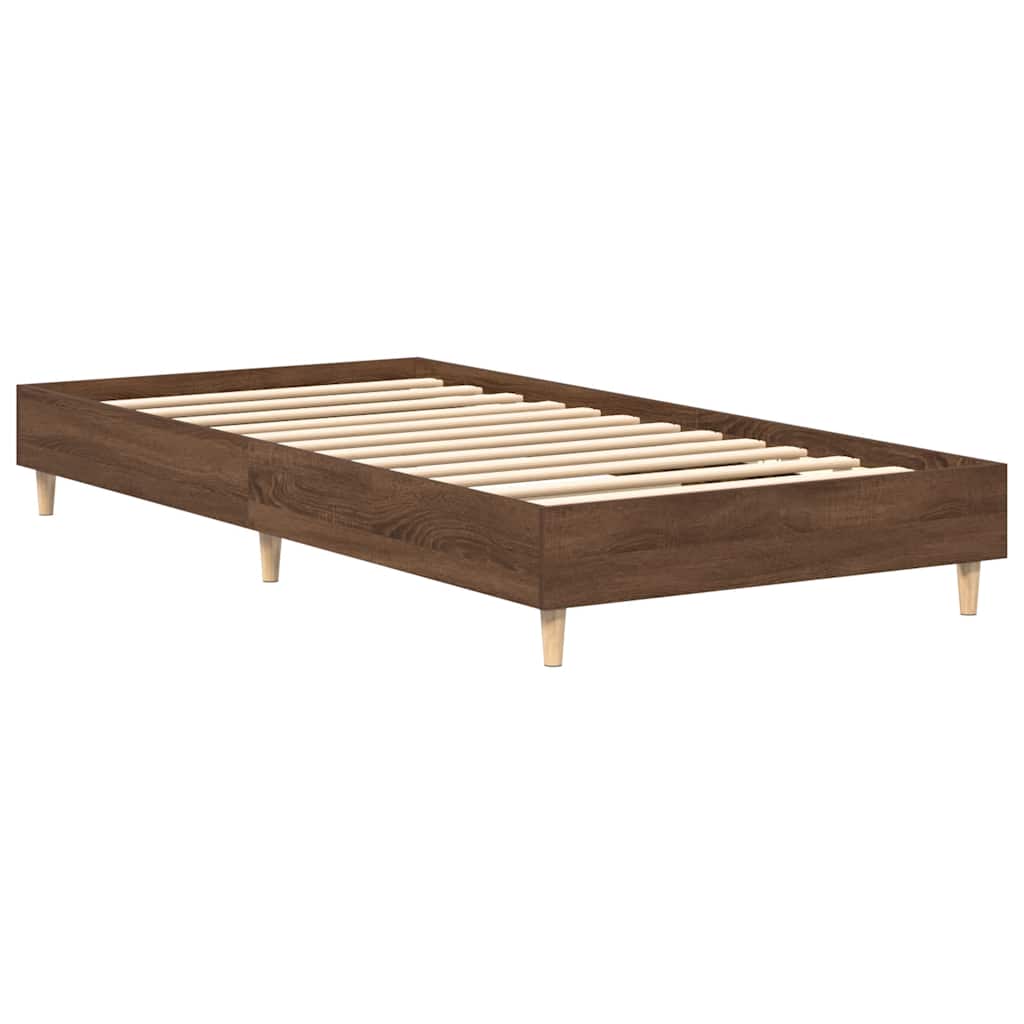 Bedframe zonder matras 90x190 cm spaanplaat bruin eikenkleurig is nu te koop bij PeponiXL, paradijselijk wonen!