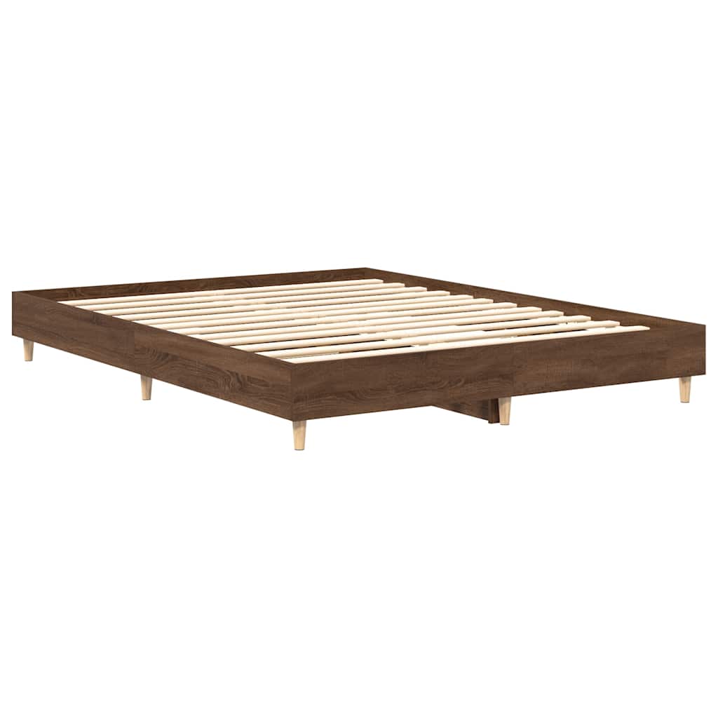 Bedframe zonder matras 90x190 cm spaanplaat bruin eikenkleurig is nu te koop bij PeponiXL, paradijselijk wonen!