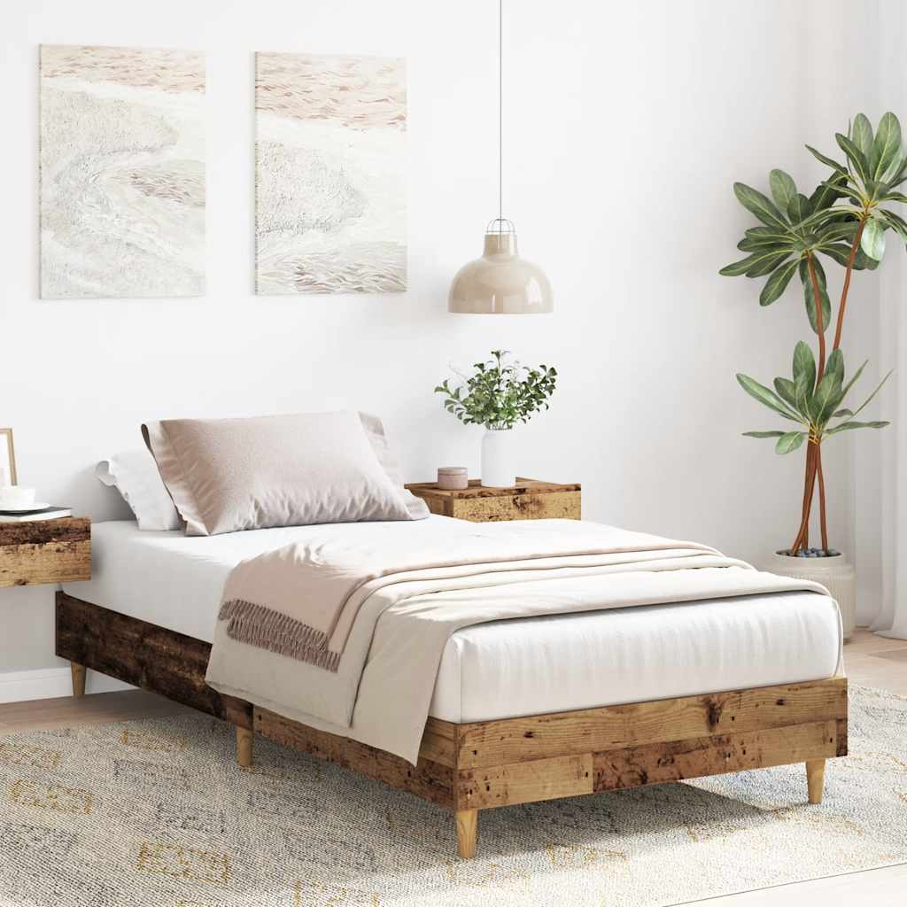 Bedframe zonder matras 90x190 cm spaanplaat bewerkt hout is nu te koop bij PeponiXL, paradijselijk wonen!