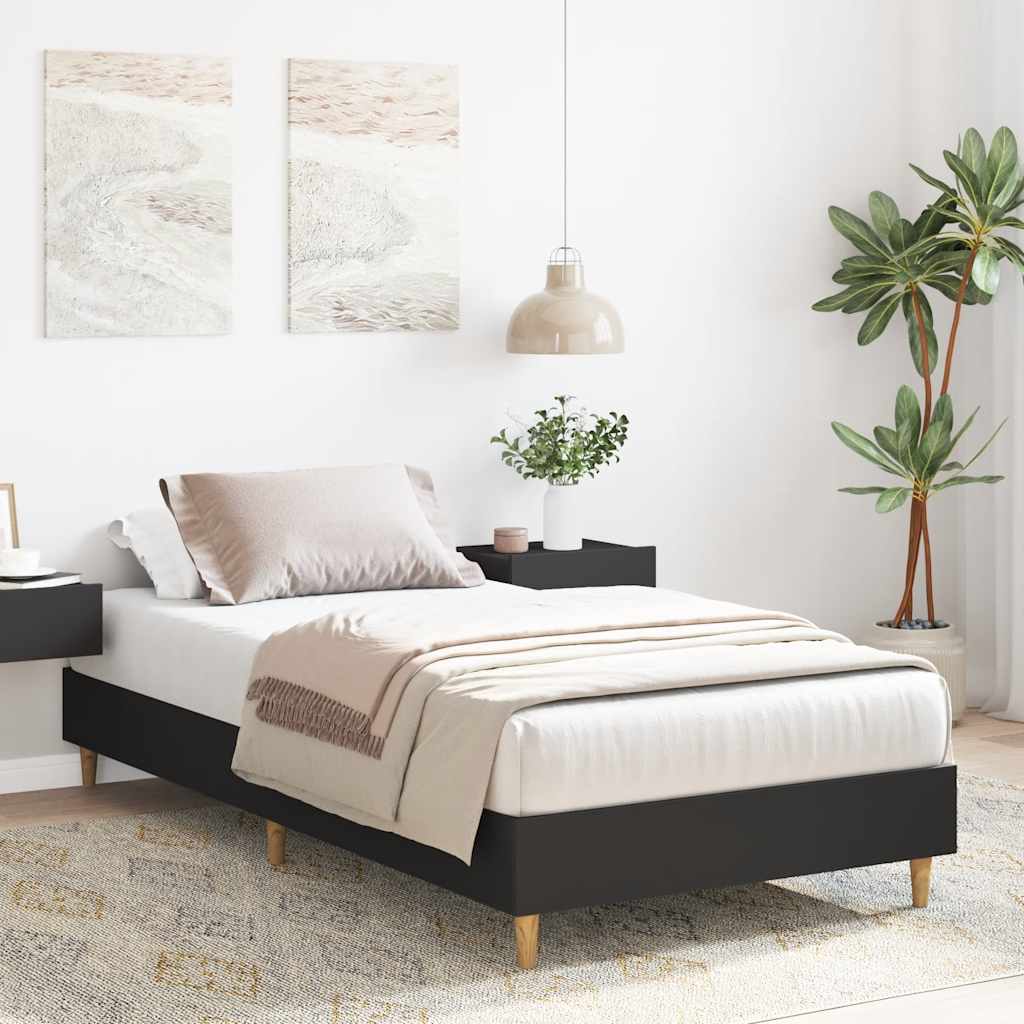 Bedframe zonder matras 75x190 cm spaanplaat zwart is nu te koop bij PeponiXL, paradijselijk wonen!