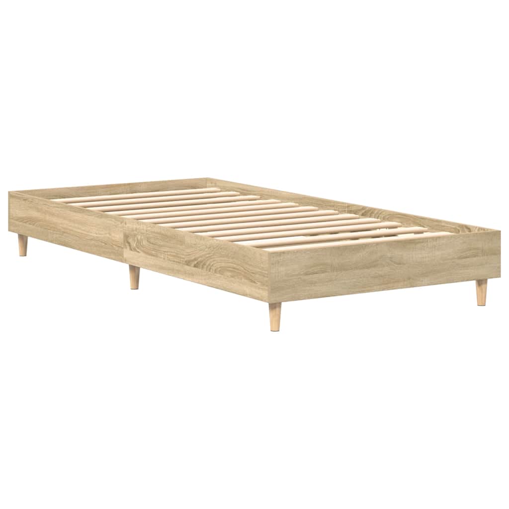 Bedframe zonder matras 75x190 cm spaanplaat sonoma eikenkleurig is nu te koop bij PeponiXL, paradijselijk wonen!