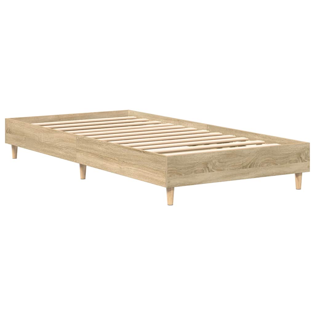 Bedframe zonder matras 75x190 cm spaanplaat sonoma eikenkleurig is nu te koop bij PeponiXL, paradijselijk wonen!