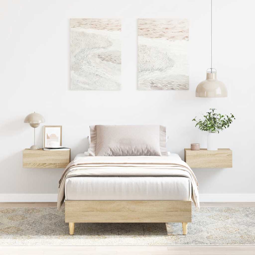 Bedframe zonder matras 75x190 cm spaanplaat sonoma eikenkleurig is nu te koop bij PeponiXL, paradijselijk wonen!