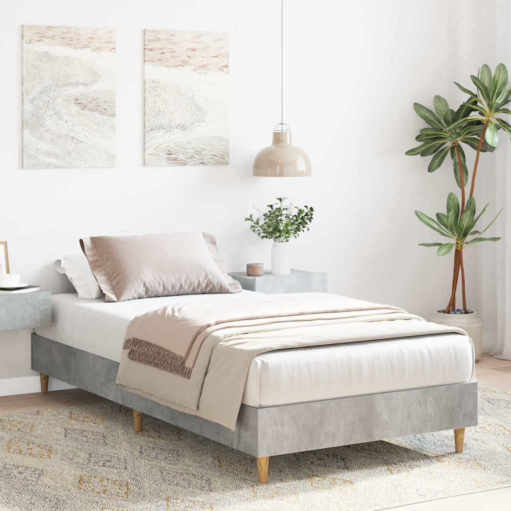 Bedframe zonder matras 75x190 cm spaanplaat betongrijs is nu te koop bij PeponiXL, paradijselijk wonen!