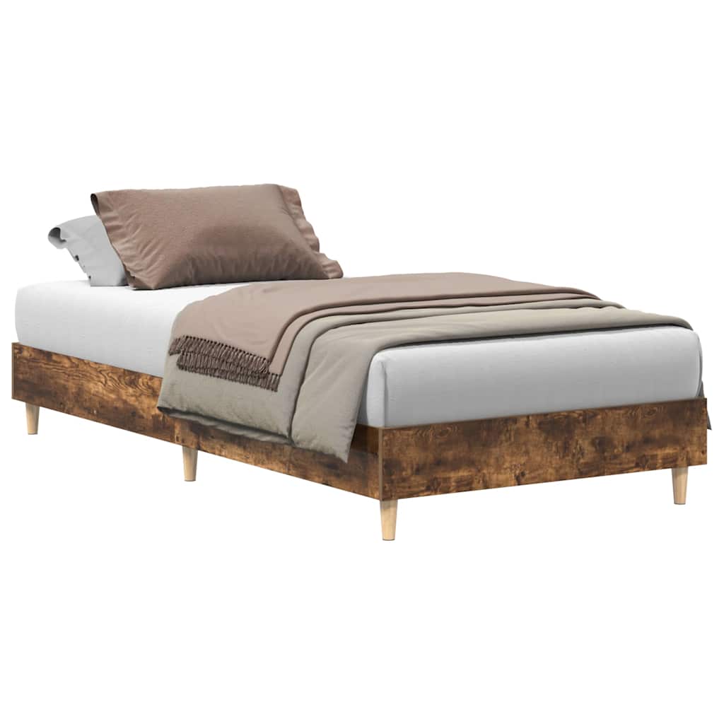 Bedframe zonder matras 75x190 cm spaanplaat gerookt eiken is nu te koop bij PeponiXL, paradijselijk wonen!