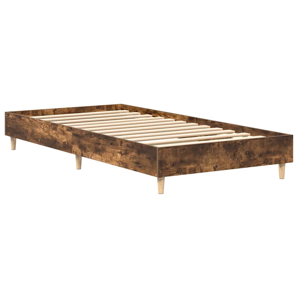 Bedframe zonder matras 75x190 cm spaanplaat gerookt eiken is nu te koop bij PeponiXL, paradijselijk wonen!
