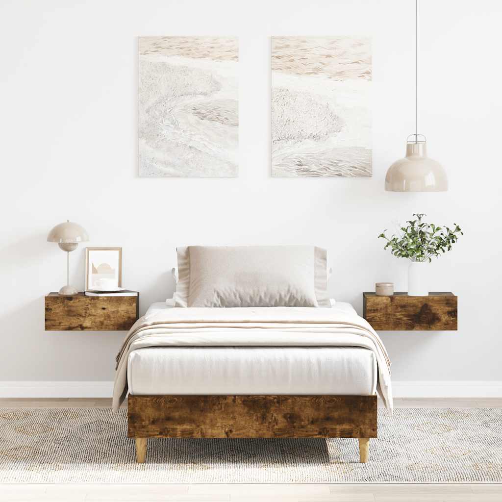 Bedframe zonder matras 75x190 cm spaanplaat gerookt eiken is nu te koop bij PeponiXL, paradijselijk wonen!