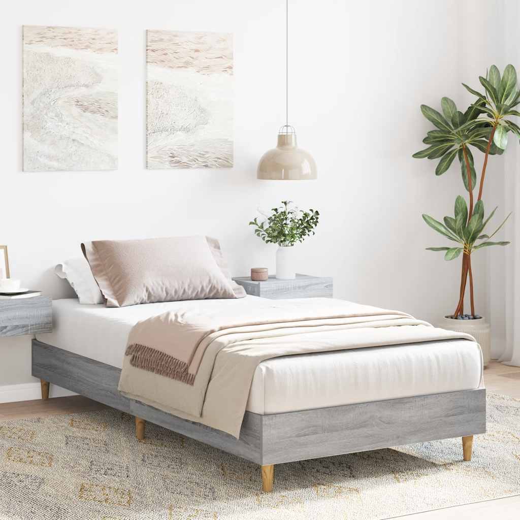 Bedframe zonder matras 75x190 cm spaanplaat grijs Sonoma is nu te koop bij PeponiXL, paradijselijk wonen!