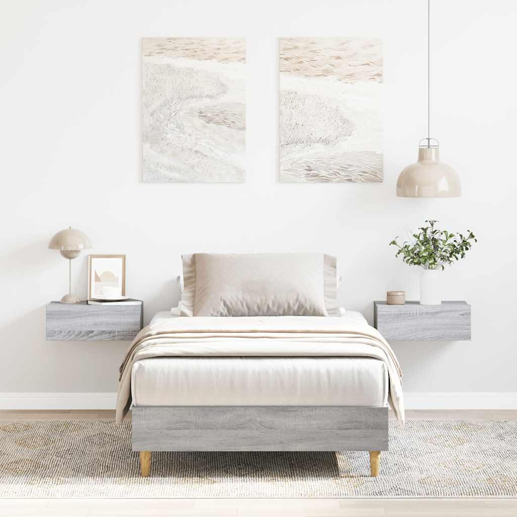 Bedframe zonder matras 75x190 cm spaanplaat grijs Sonoma is nu te koop bij PeponiXL, paradijselijk wonen!