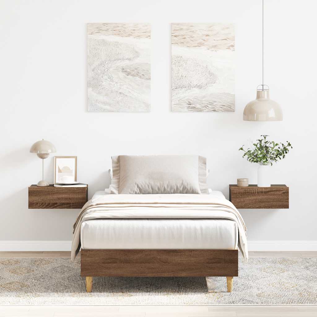 Bedframe zonder matras 75x190 cm spaanplaat bruin eikenkleurig is nu te koop bij PeponiXL, paradijselijk wonen!