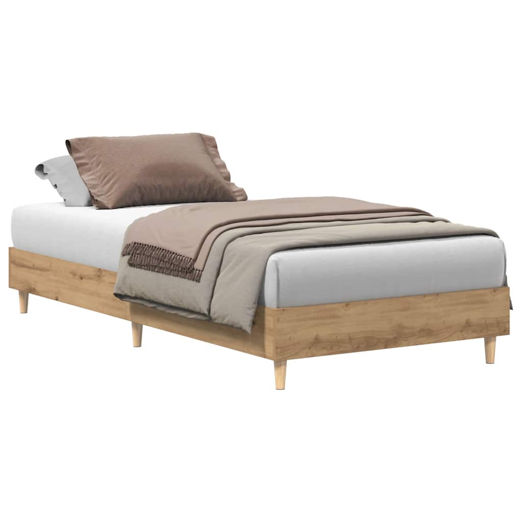 Bedframe zonder matras spaanplaat artisanaal eikenkleurig is nu te koop bij PeponiXL, paradijselijk wonen!