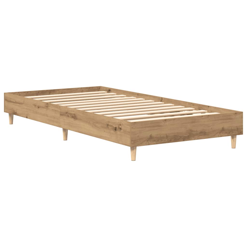 Bedframe zonder matras spaanplaat artisanaal eikenkleurig is nu te koop bij PeponiXL, paradijselijk wonen!