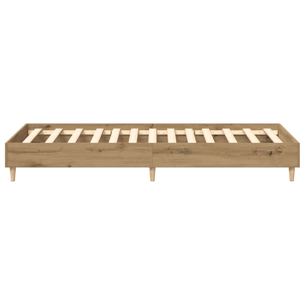 Bedframe zonder matras spaanplaat artisanaal eikenkleurig is nu te koop bij PeponiXL, paradijselijk wonen!