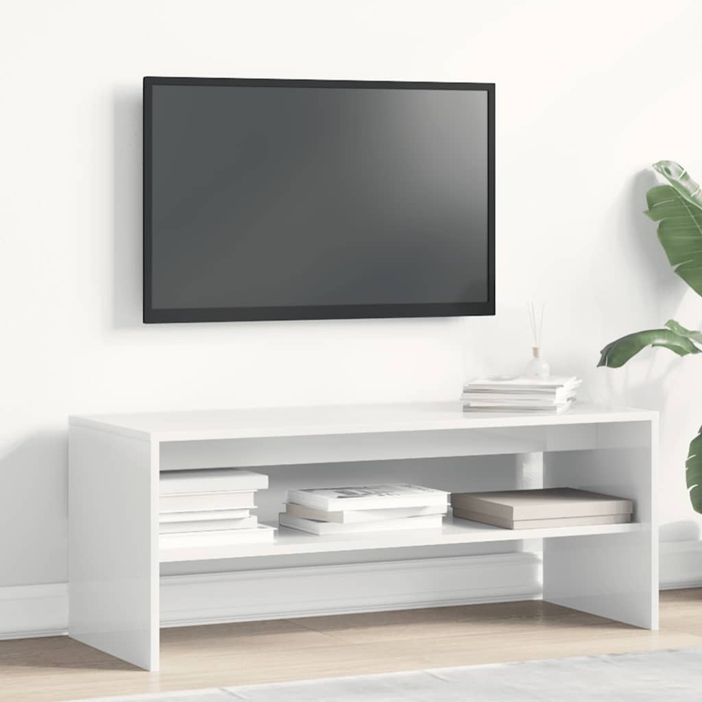 Tv-meubel 100x40x40 cm bewerkt hout hoogglans wit is nu te koop bij PeponiXL, paradijselijk wonen!
