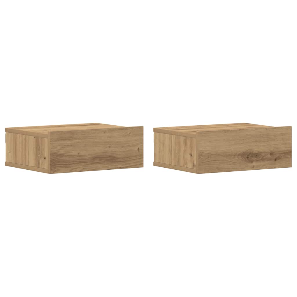 Nachtkastjes 2 st zwevend 40x32x15 cm hout artisanaal eiken is nu te koop bij PeponiXL, paradijselijk wonen!