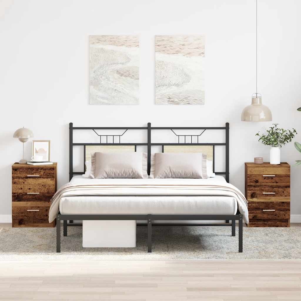 Nachtkastjes 2 st 38x35x55 cm bewerkt hout oud houtkleurig is nu te koop bij PeponiXL, paradijselijk wonen!