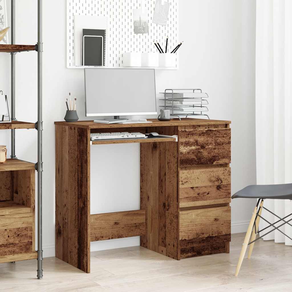 Bureau 90x45x76 cm bewerkt hout oud houtkleurig is nu te koop bij PeponiXL, paradijselijk wonen!